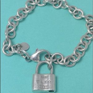 TIFFANY & Co link bracelet with padlock charm. 7.75” Long. Read Description.